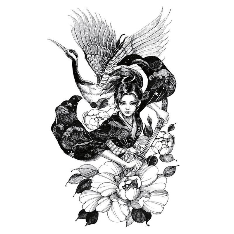 Waterproof temporary tattoo stickers for half-sleeve tattoos, one-time use.